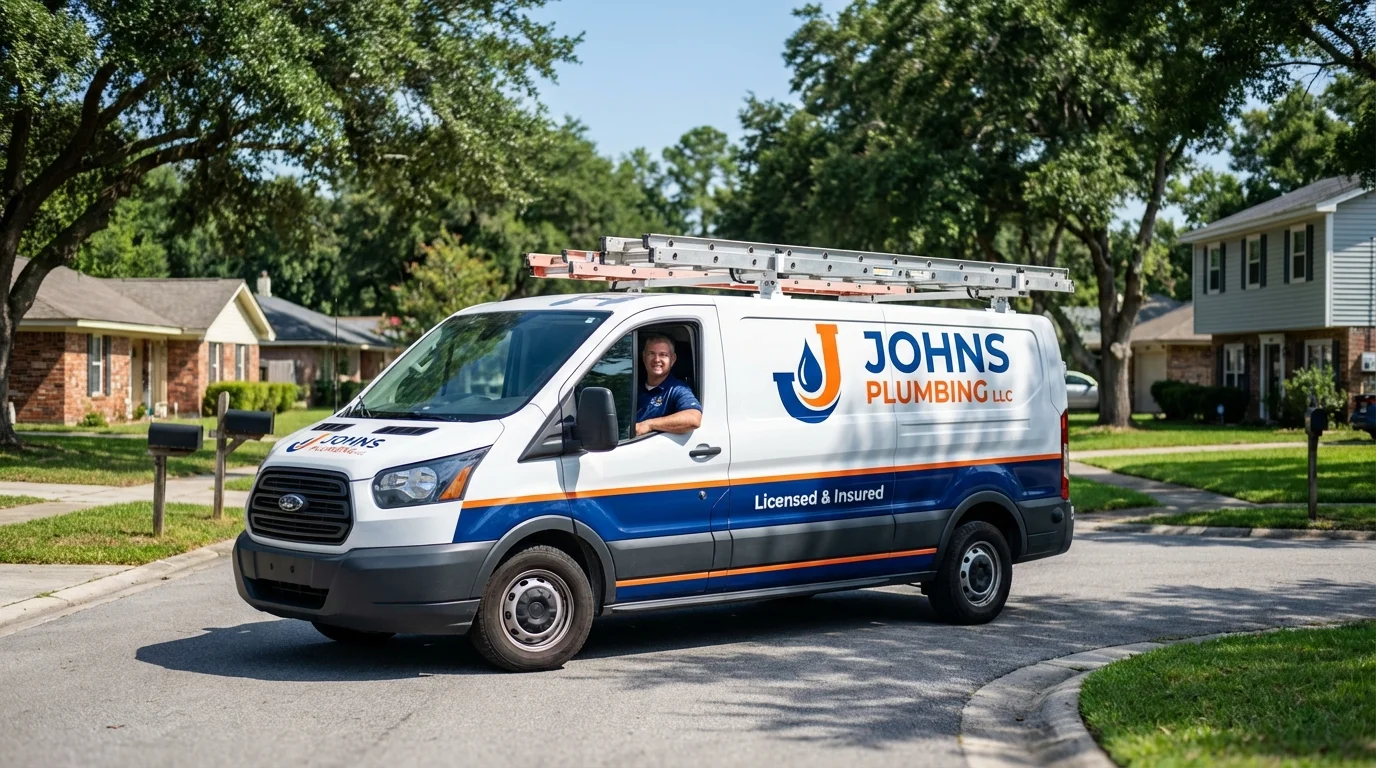 Johns Plumbing LLC service van in Havana, IL