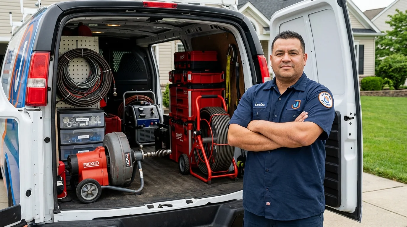 Professional drain cleaning equipment and Johns Plumbing LLC plumber in Havana