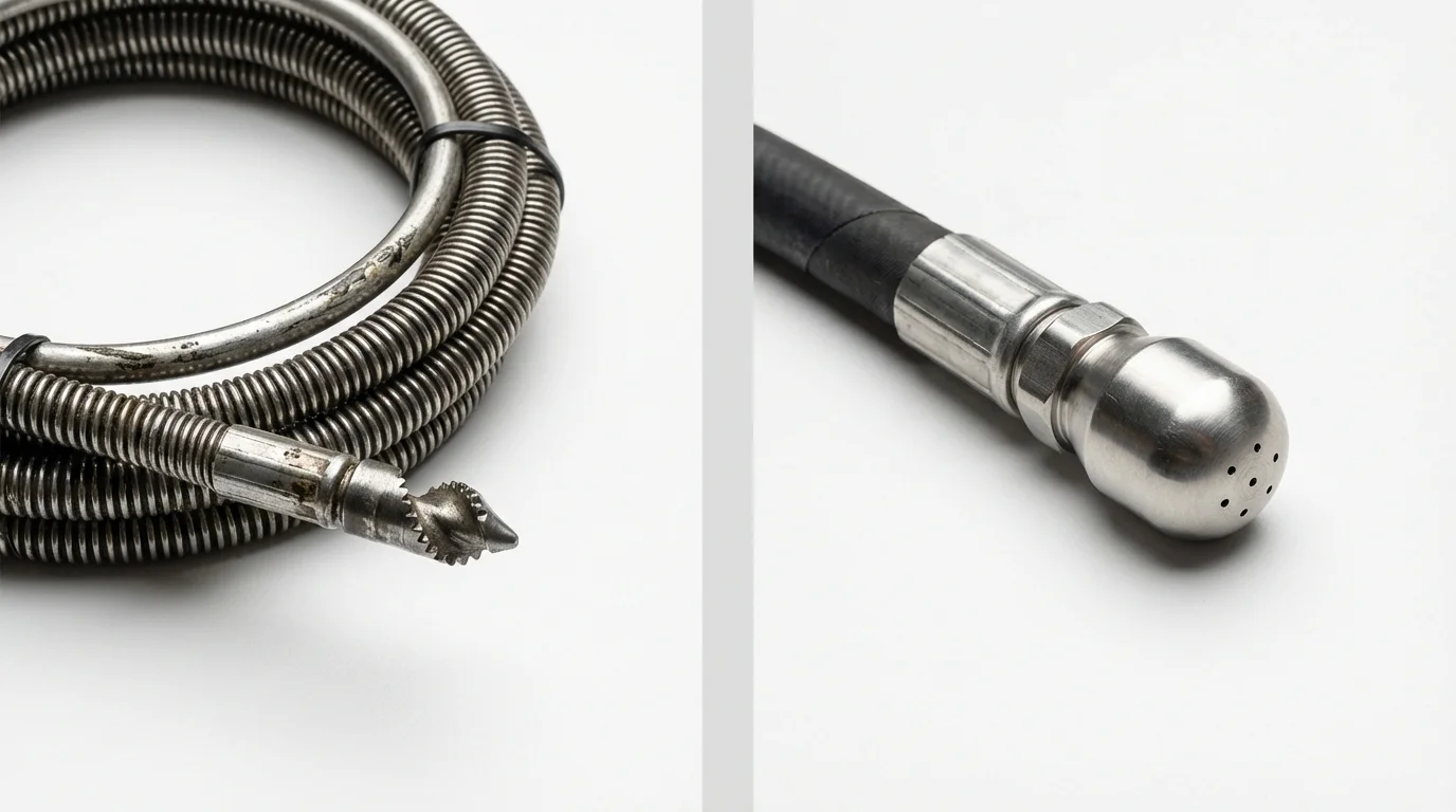 Drain snake cable and hydro jetting nozzle used for drain cleaning in Havana, IL