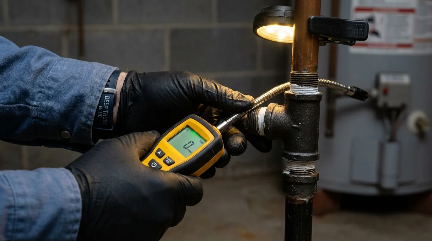 Gas leak detection with electronic sniffer by Johns Plumbing LLC in Havana