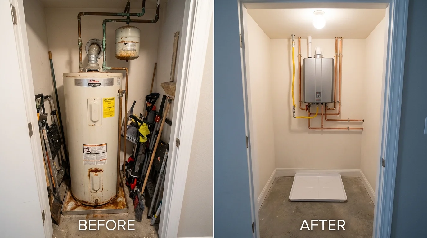 Tank water heater versus wall-mounted tankless unit comparison for Havana, IL homeowners